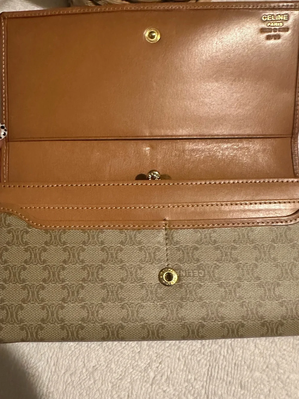Celine Macadam Kiss Lock Wallet Leather Long Wallet Made in Italy